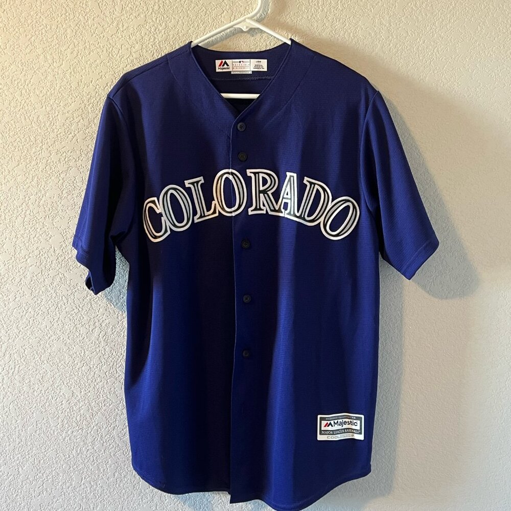 Custom Rockies Jersey – “Chris” #8 – Majestic Brand (Large)